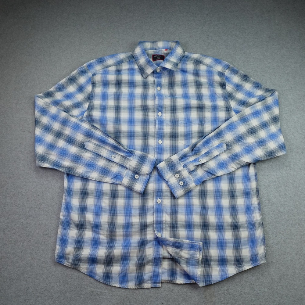 UNTUCKit Shirt Mens Large Blue Plaid Bauer-Flannel Regular Fit Button Down